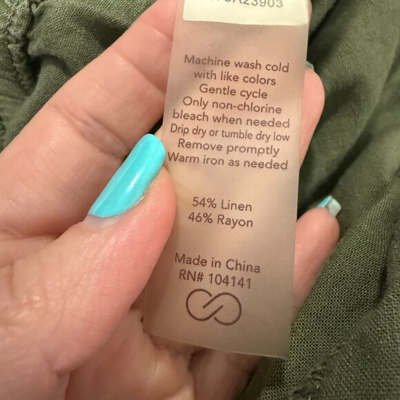 CALIA High Waisted Linen Blend Cover Up Swim Pant Olive Green Size M. - Picture 5 of 8